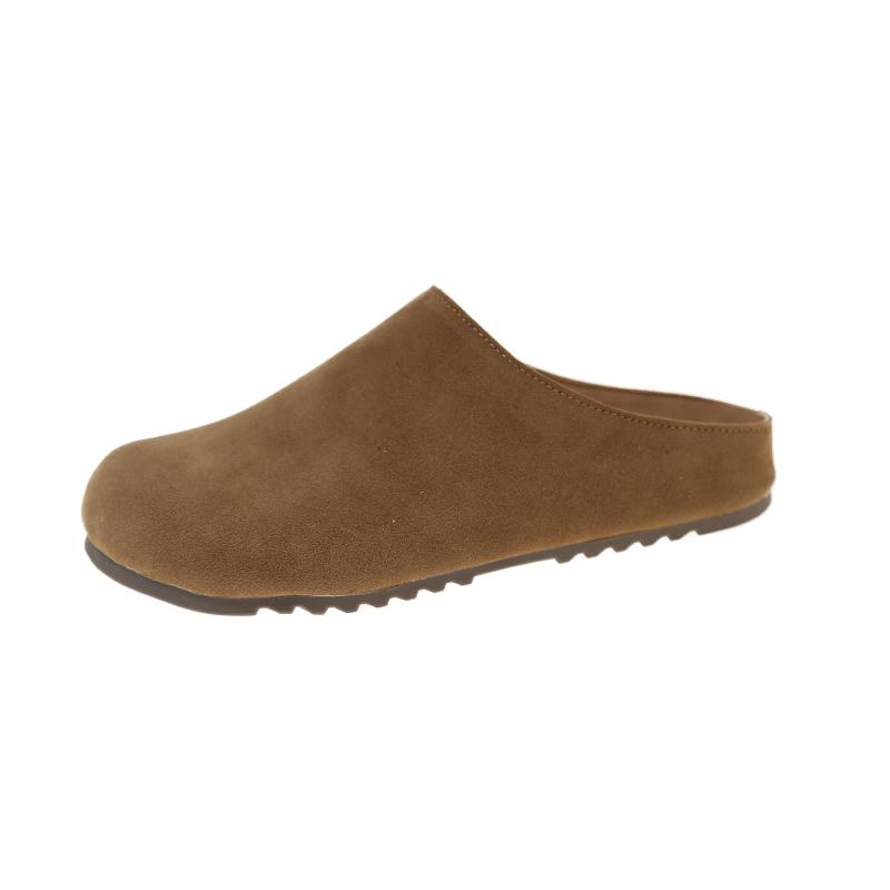 2025  Women's Thick Heel Head Cover Slippers for Outdoor Wear Spring New Style Retro Solid Color Fashionable Slippers