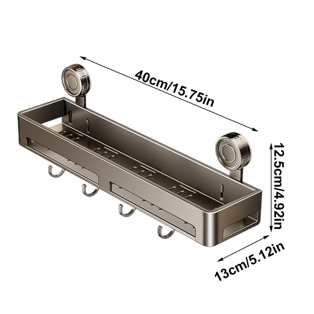 Shower Suction Shelf Shower Shelves Suction Wall Holder Towel Holder Rack With Hooks Storage Organizer Wall Mount Bathroom