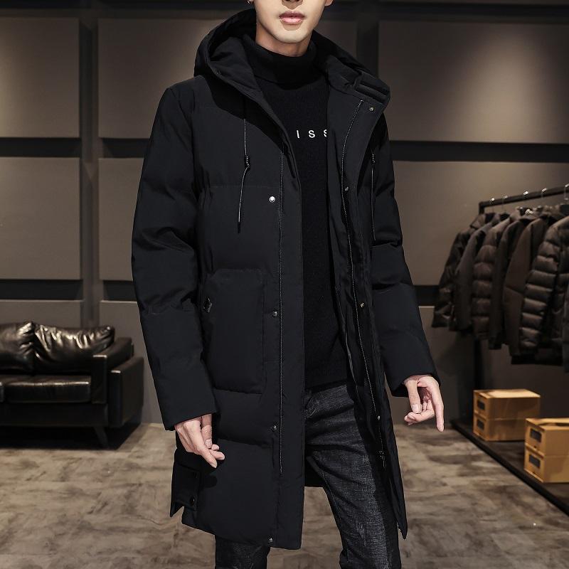 Long Cotton-padded Coat Warm Simple Solid Color Thin Look High Trend All Quality Fabric Comfortable Men's Parkas Down