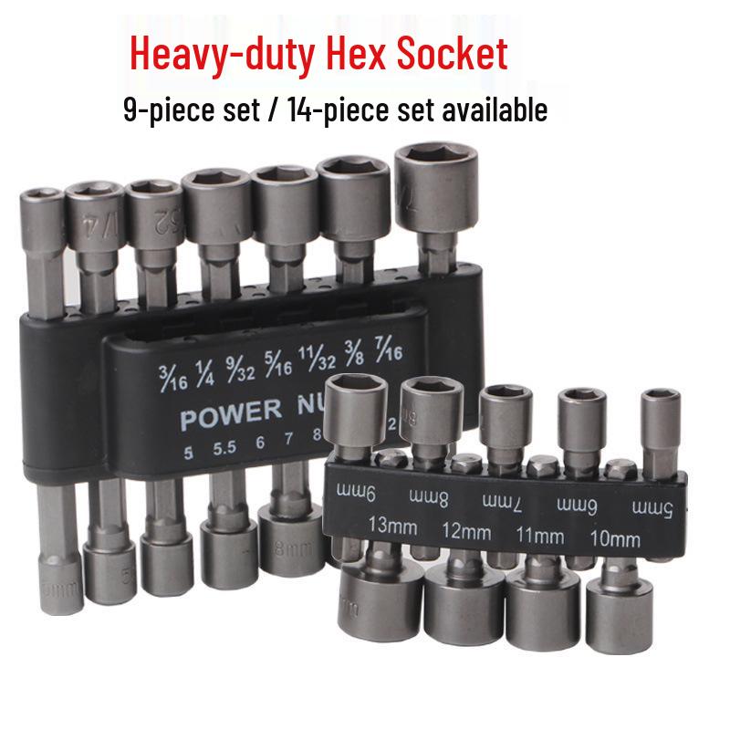 9-Piece Electric Screwdriver and 14-Piece Non-Magnetic Socket Set (Metric & Imperial) 9-piece heavy-duty sockets