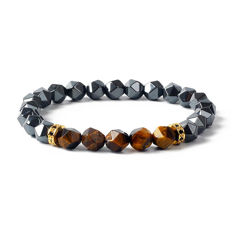 Facted Natural Obsidian Hematite Tiger Eye Beads Bracelets Men for Magnetic Health Protection Women Soul Jewelry Pulsera Hombre