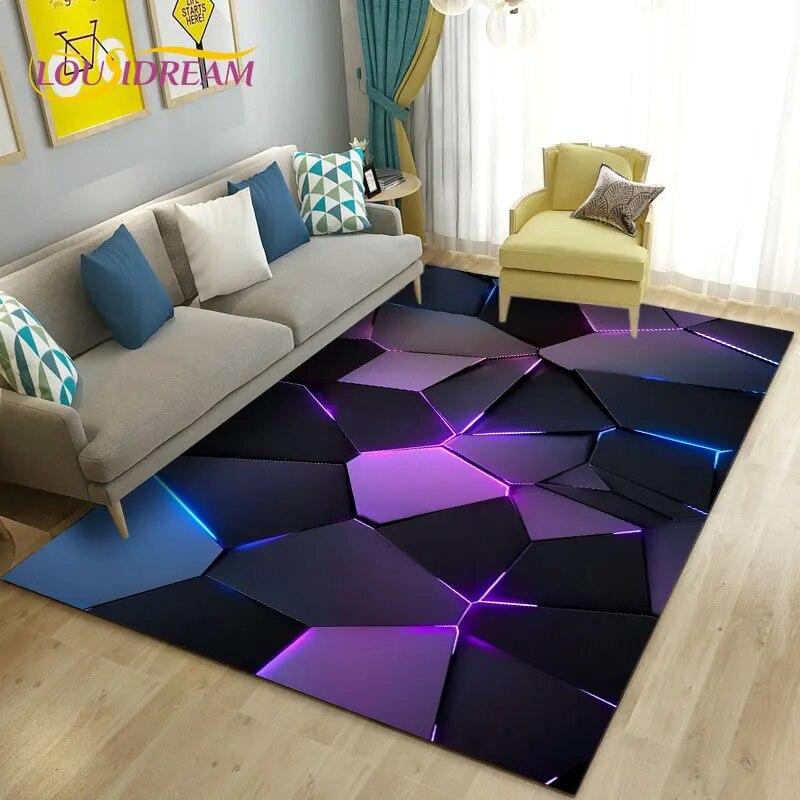 3D Abstract Geometric Optical Area Rug,Carpet Rug for Living Room Bedroom Sofa Doormat Kitchen Decoration,Kid Non-slip Floor Mat