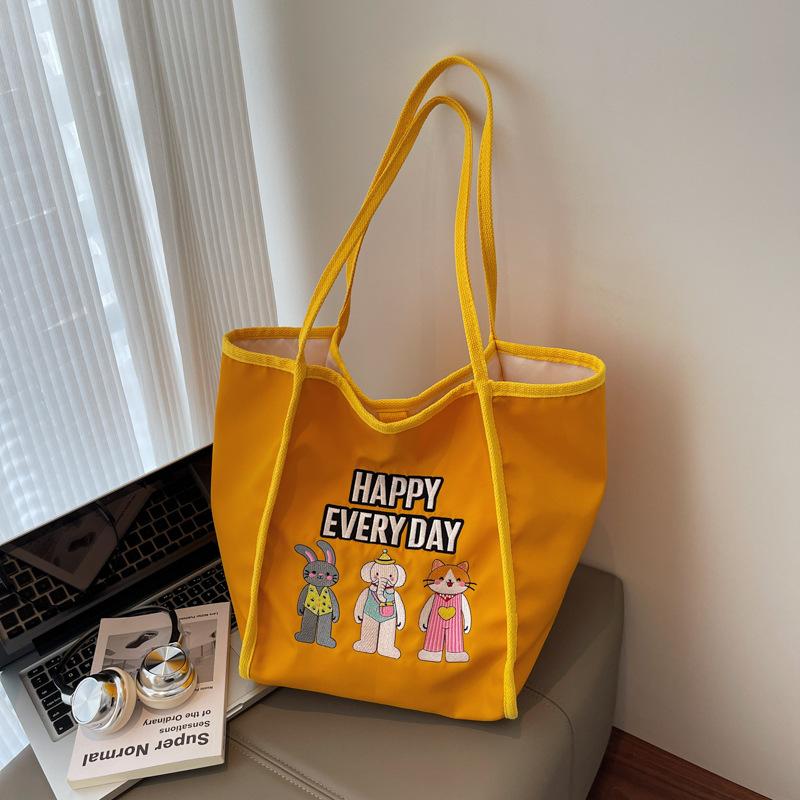 Summer New Tote Bag Shoulder Animation Embroidery Vegetable Basket Bag Women's Large-capacity Shopping Bag