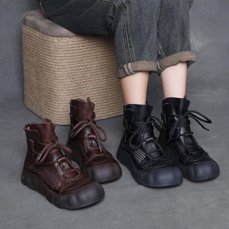 Small Thick-soled Roman Breathable Cool Boots Women's Lightweight Breathable Mesh 2025 Spring and Summer Thin Hollow Martin Boots