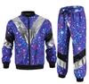 Damen Herren Kostüm 80er 90er Anzug Party Zubehör Disco Jacke Hose Outfit Damen Herren Kostüm Trainingsanzug für Karneval