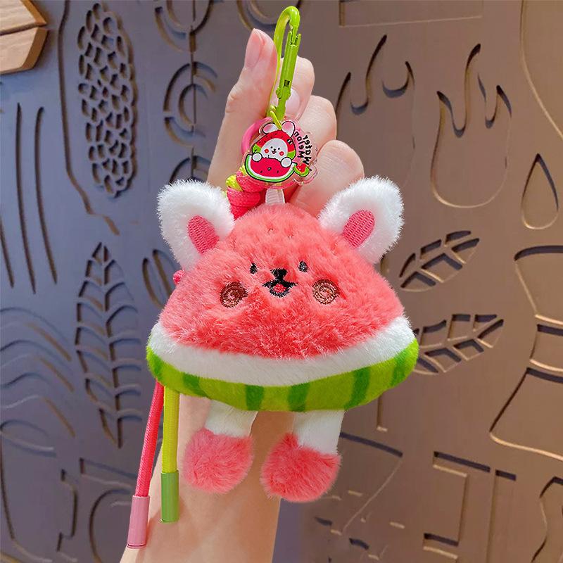 Creative Cartoon Cute Watermelon Plush Pendant Keychain Couple Bag Pendant Car Key Chain Gift