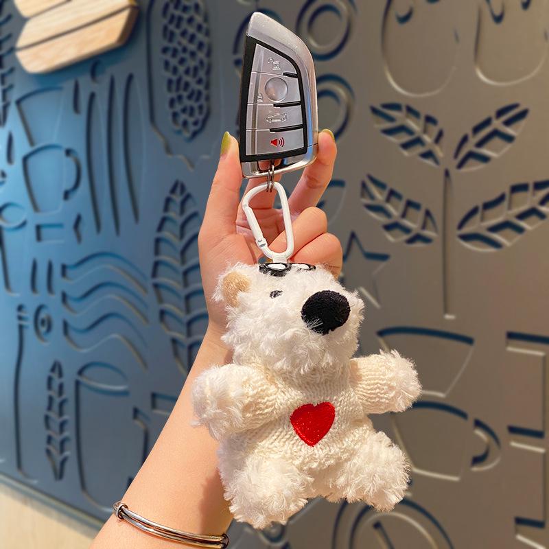 Cartoon West Highland Plush Keychain - Cute Girl Doll Backpack Pendant