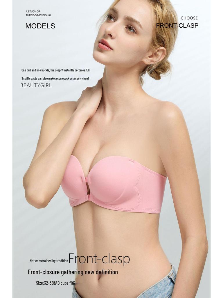 Strapless Non-Slip Push-Up Bandeau for Small Chest - Extra Thick Half Cup Sexy Bra