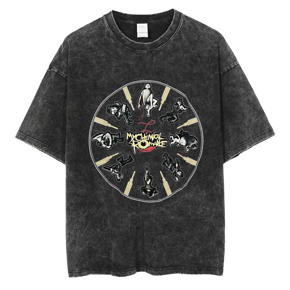 

Short Sleeved Round Neck Yk Tshirt Unisex Clothing New in Top Tees Unisexs TShirt Camisetas Rock Band My Chemical RoUnisexce Washed L