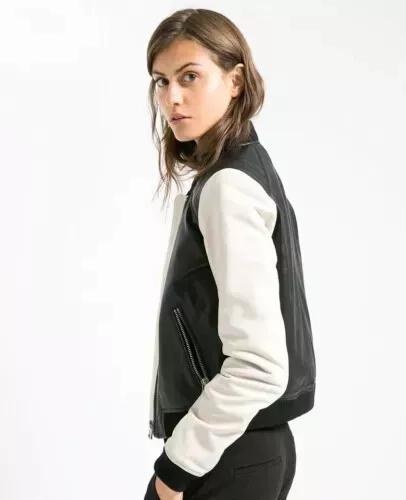 Chaqueta de Cuero Biker Hecha a Mano Real para Mujer 100% Piel de Cordero Motocicleta