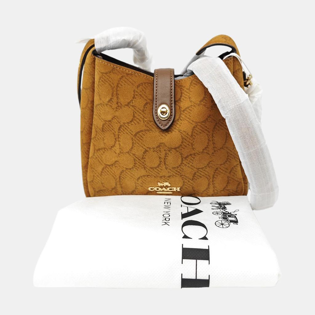 [Pre-Owned] Hadley 20 Letter Logo Adjustable Shoulder Strap Iconic Suede And Smooth Leather Crossbody Bag Mini - Very Good #1W6X459