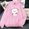 Women Hoodies Kawaii Peach Cat Cartoon Print Sweatshirt Mochi Heart Love Winter Cartoon Sudadera Clothing