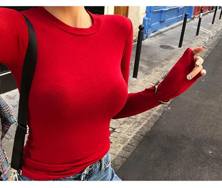 Korean Dongdaemun Slimming Long-Sleeve Figure-Flattering Women's Base Layer Top with Same-Day Delivery