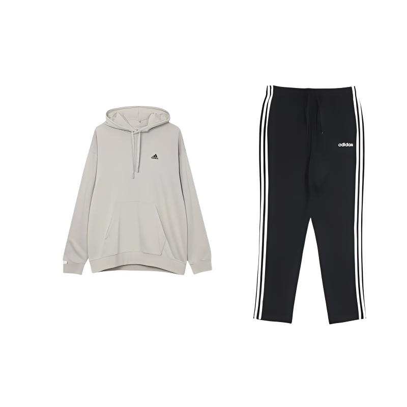 

Adidas Толстовка с капюшоном с логотипом, однотонная, толстая, с длинным рукавом, трикотажные длинные брюки, повседневный спортивный комплект, мужские толстовки с капюшоном, брюки IV7596+DU0456 S