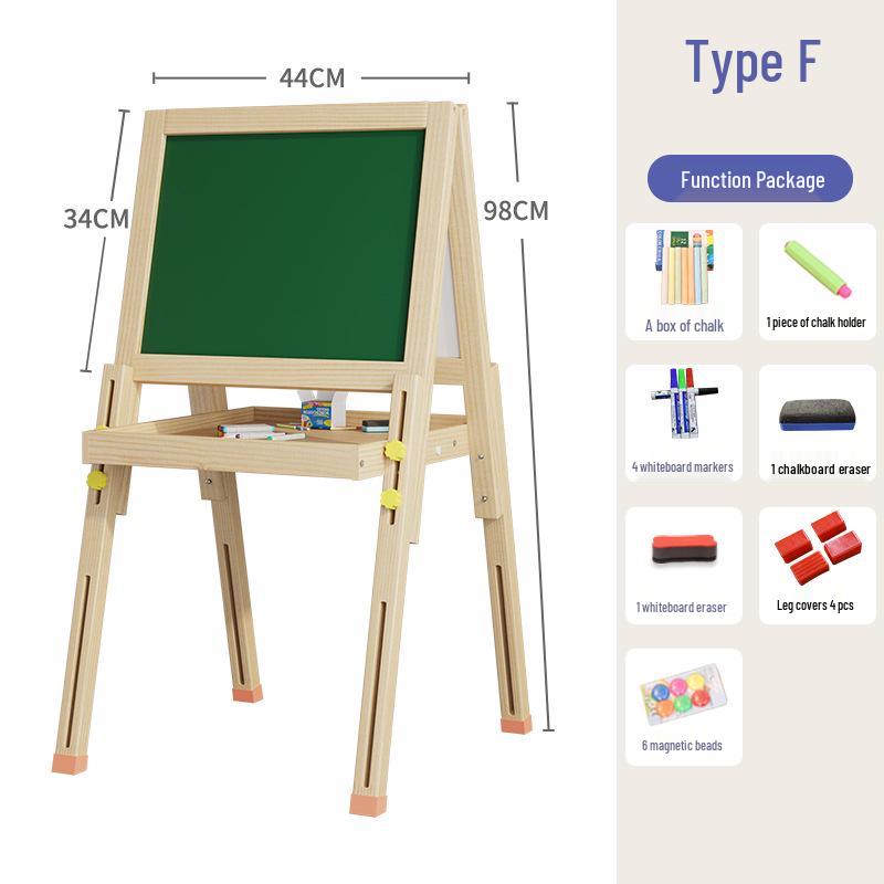Solid Wood Children's Erasable Chalkboard Easel for Writing & Drawing