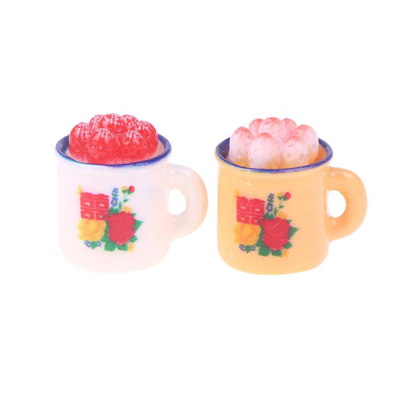 5Pcs Dollhouse Miniature Food Play Scene Decoration Mini Cup Cake Enamel Basin Doll Accessories Toy