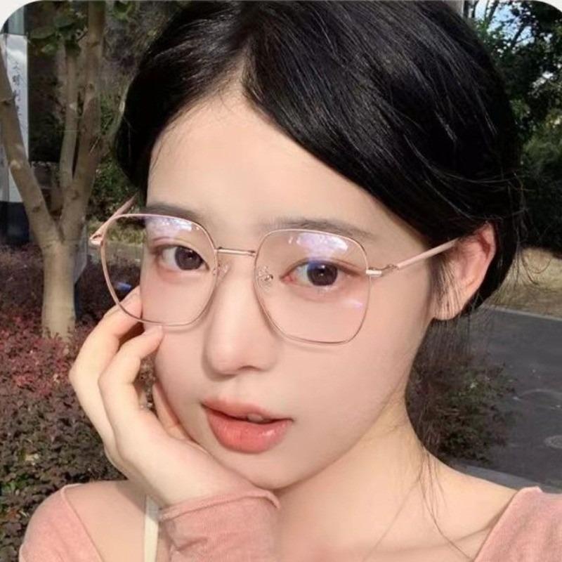 Korean Retro Metal Frame Square Row Men's and Women's Anti-blue Light/anti-radiation Glasses