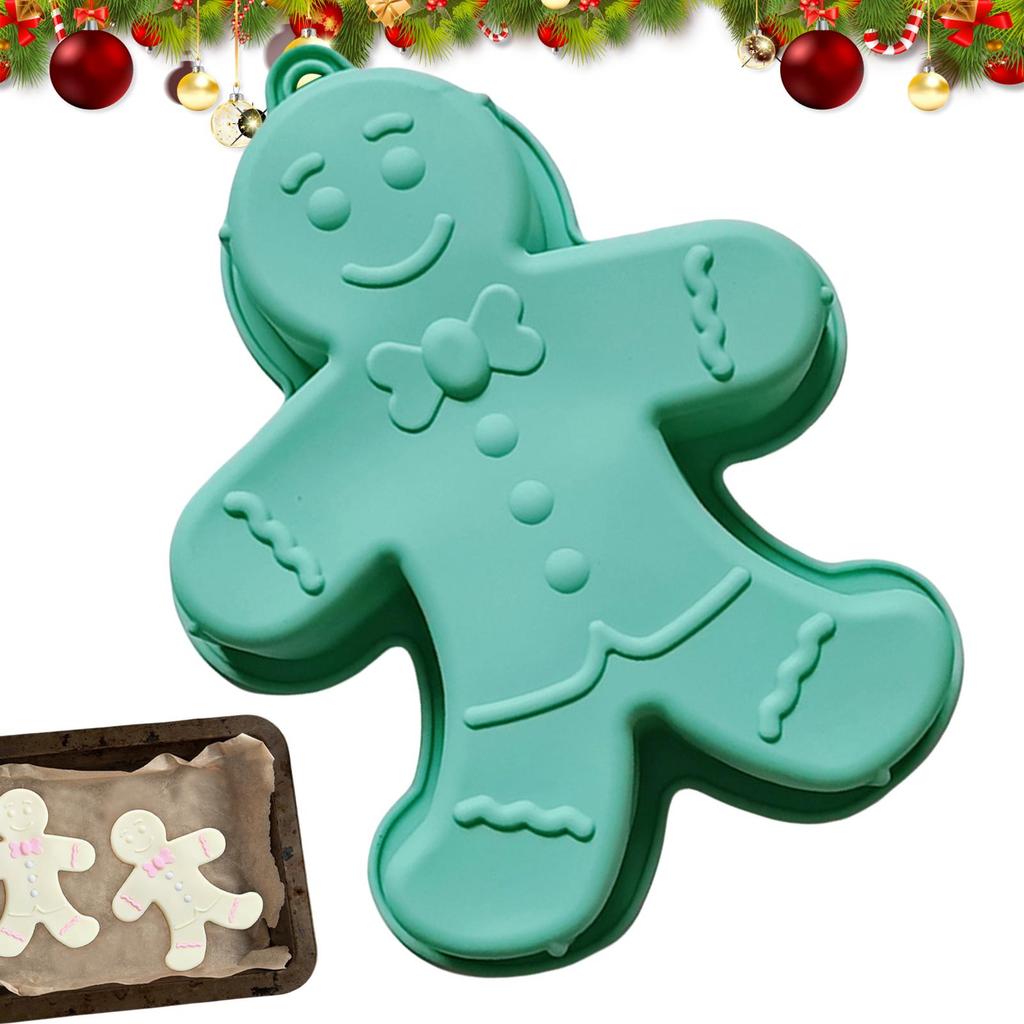 1pc Silicone Gingerbread Man Baking Tray 3D Silicone Christmas Gingerbread Man Baking Molds Non Stick Pie Mould Bakeware Tray