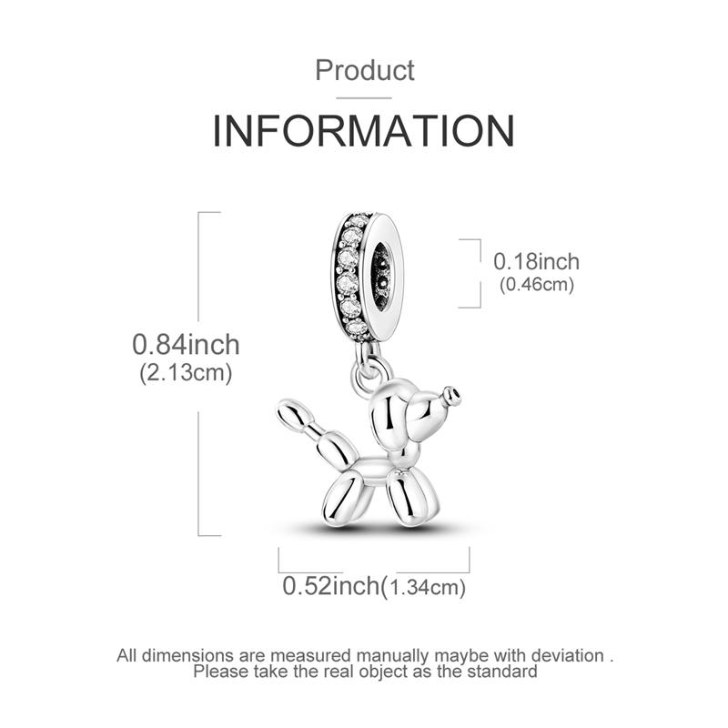 Original Copper Charm Bead Gold Poodle Balloon Dog Pet Pendant Fit Original Bracelet For Women Diy Jewelry Gift