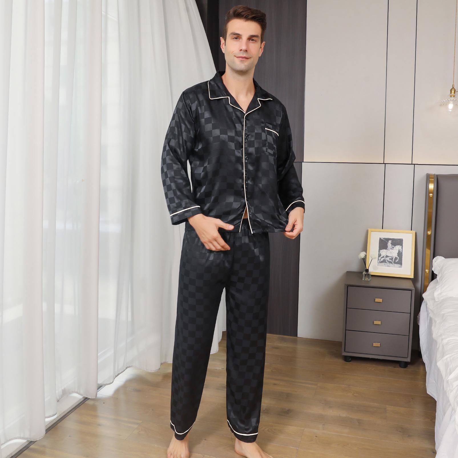 

Мужская пижама Moolmeyno Ice Silk с длинными рукавами и брюками M чёрный