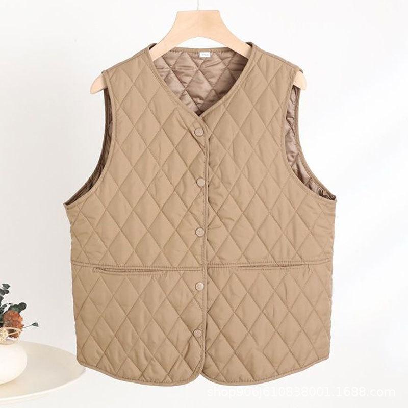 New light down cotton vest women's autumn and winter collarless liner short women's vest large size vest jacket
