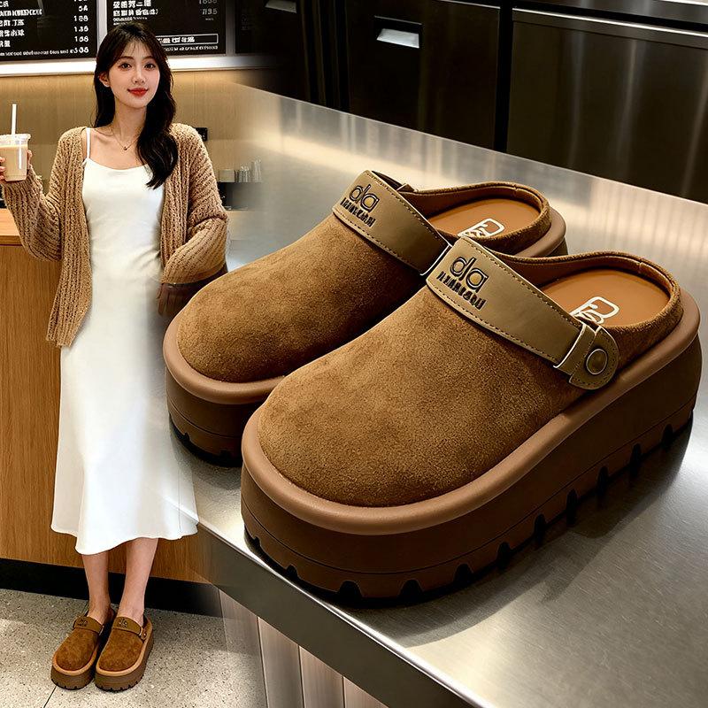 Retro kleine Mori Mode Hausschuhe Damenbekleidung 2025 Frühling und Herbst neue Muffin Dicksohle Bag Head Halbschuhe Tide