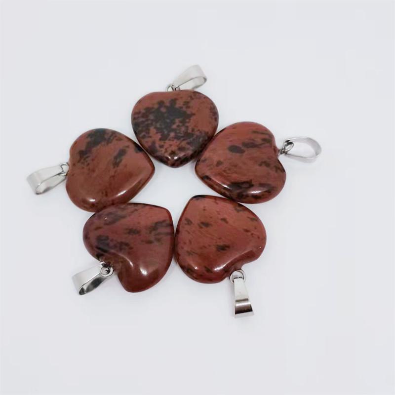 Heart-Shaped Natural Agate Pendant Necklace - 20mm Crystal Stone