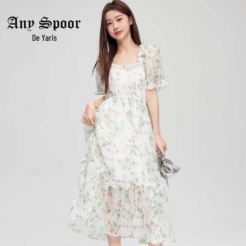 

ANY SPOOR Women s Floral Print Short Sleeve Midi Dress M