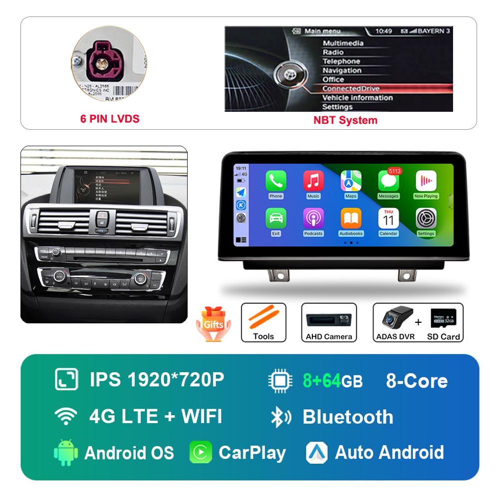 10.25 inch for BMW 1 Series F20 F21 2012 - 2016 NBT Syste DSP Stereo GPS 4G HD Touch Screen Android Car Radio Multimedia Player
