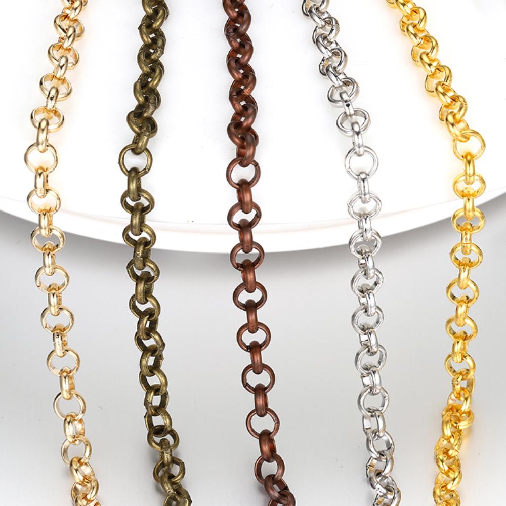 2Meters O Shape Necklace Chains Copper Bracelet Cable Link Bulk Chains DIY Handmade Jewelry Making Findings Wholesale