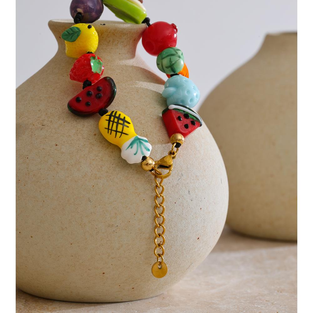 Eetit Plastic Ceramic Fruit Watermelon Chain Sweet Bracelet Bangle Stylish Sweet Design Stainless Steel Arrivals Jewelry Gift
