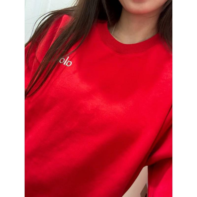 ALO2025 Минималистичный свитшот с круглым вырезом из махровой ткани - Однотонный с длинным рукавом свободного кроя унисекс XL 2990₽