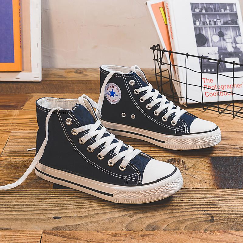 2025 Summer New Canvas Shoes Female Students 1970s High-top Lace-up Korean Version Sneakers Ing Trendy Versatile Board Shoes