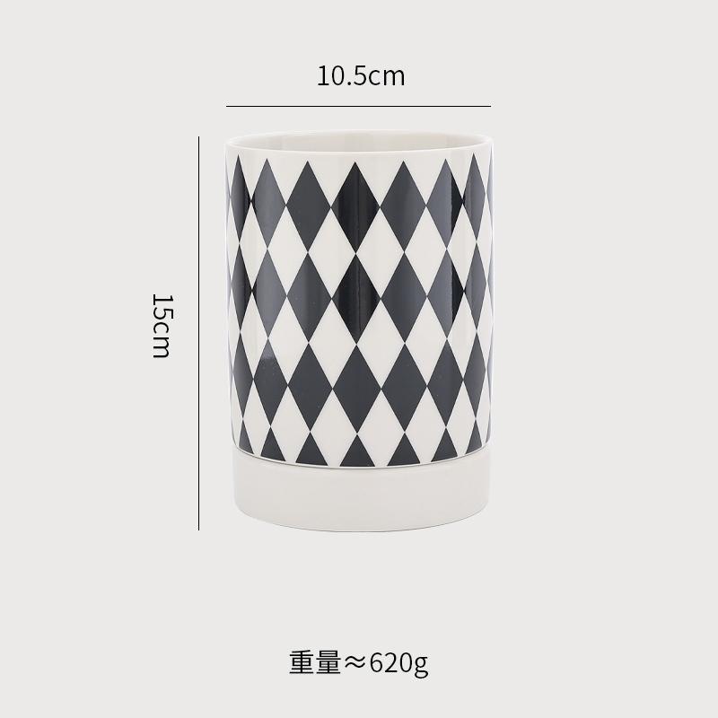 Creative Geometric Pattern Chopstick Holder Ceramic Knife Fork Spoon Storage Rack Drain Storage Jar Household Storage Tools