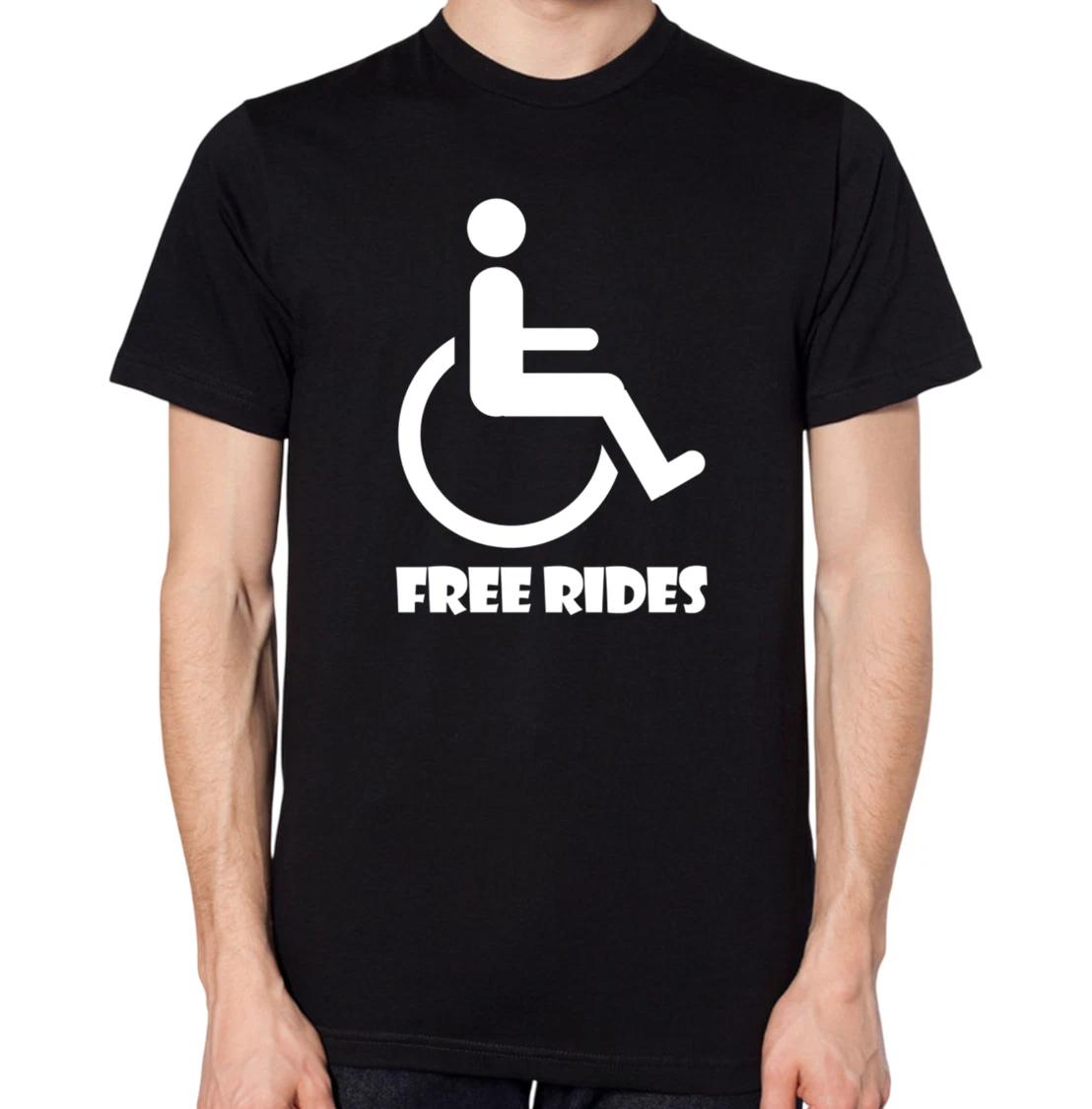 Free Rides Disabled T-Shirt Disabled Tee Disability Funny Wheelchair Top L