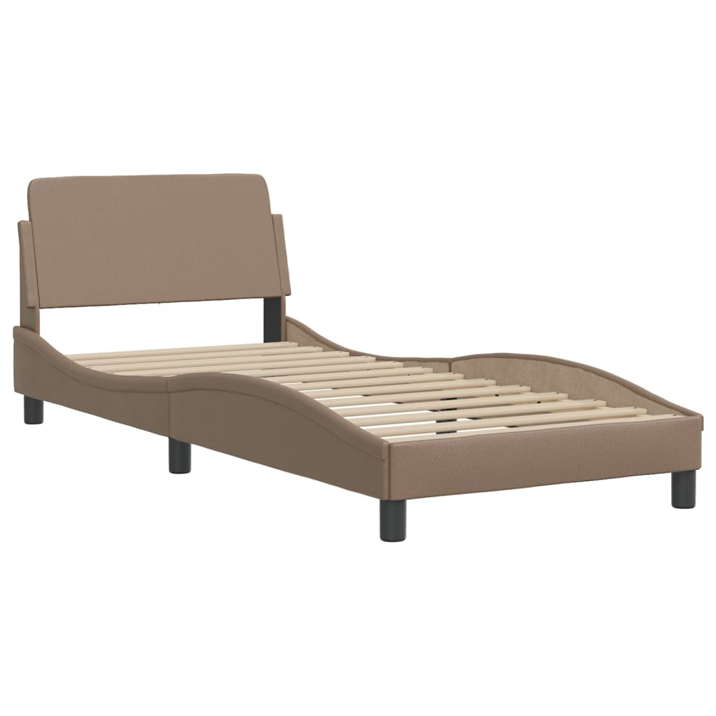 LED Bed Frame without Mattress  Hvar  Cappuccino Brown 90 x 190 cm