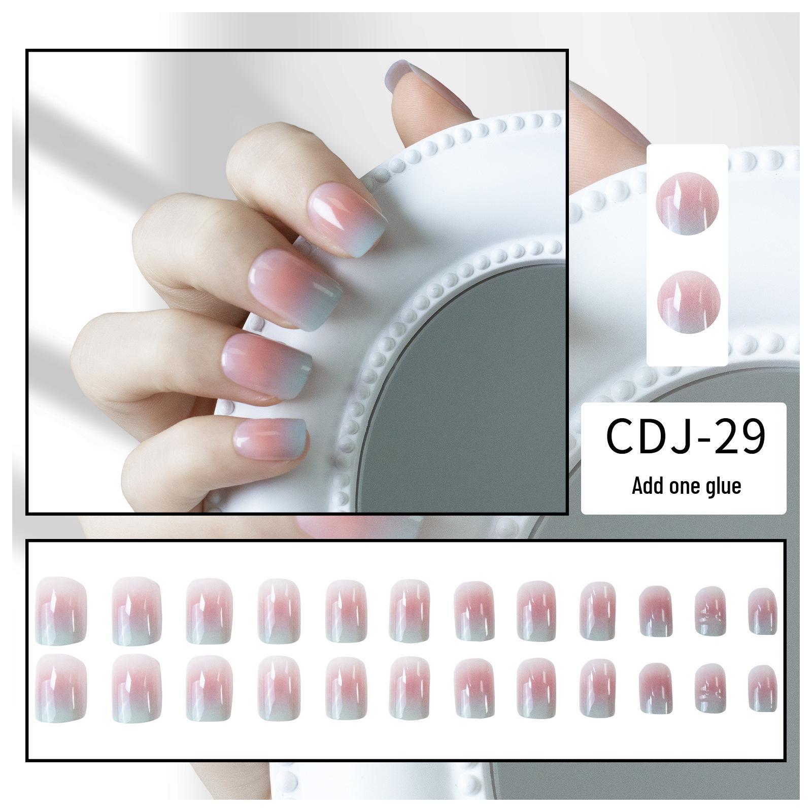 

24-Piece Blue Gradient Press-On Nail Set: Hot-Selling Removable Fake Nail Art Tips