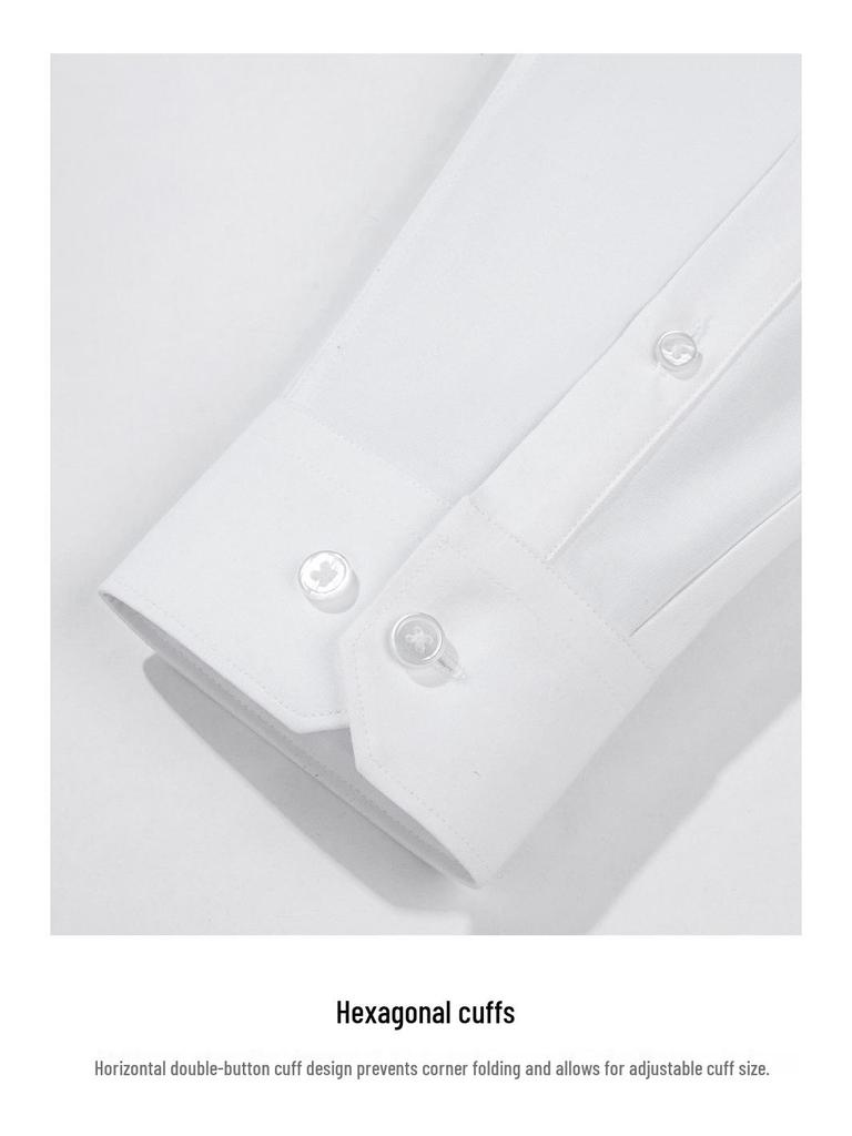 Men's Slim Fit Long Sleeve Modal Tencel Wool Shirt - Iron-Free, Machine Washable, Solid Color, Business Attire.
