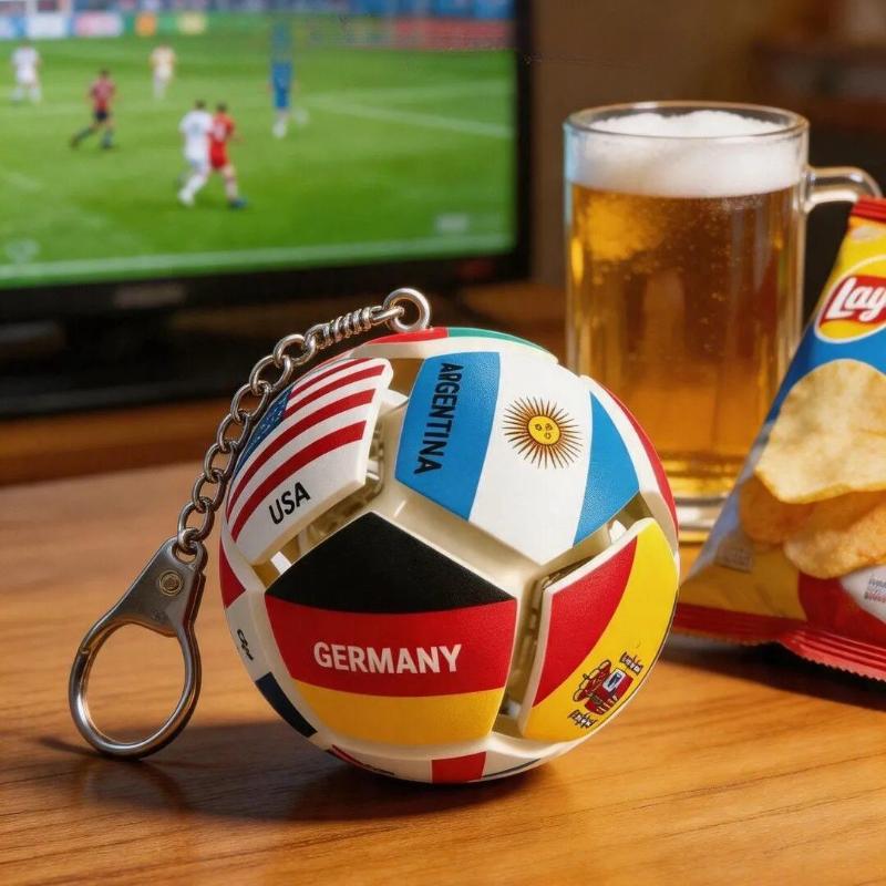 Football National Flag Fidget Keychain Soccer Shape Mini Push  Button Toy for World Cup Fans Gift Backpack Decor