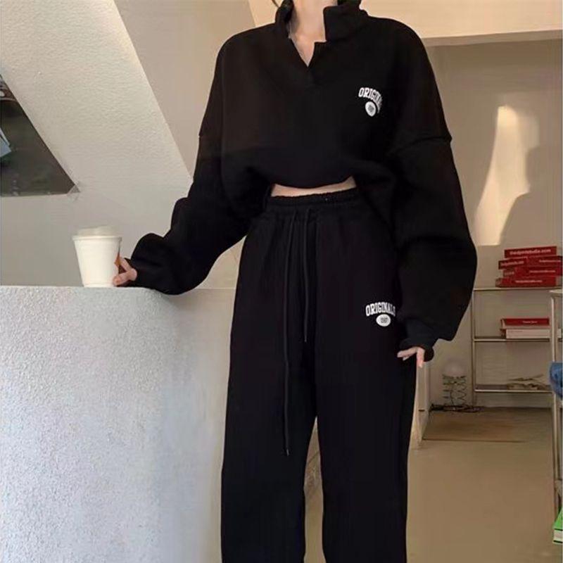 Conjunto de Sudadera Holgada y Pantalones de Chándal para Mujer Estilo Callejero Otoño/Invierno 2025