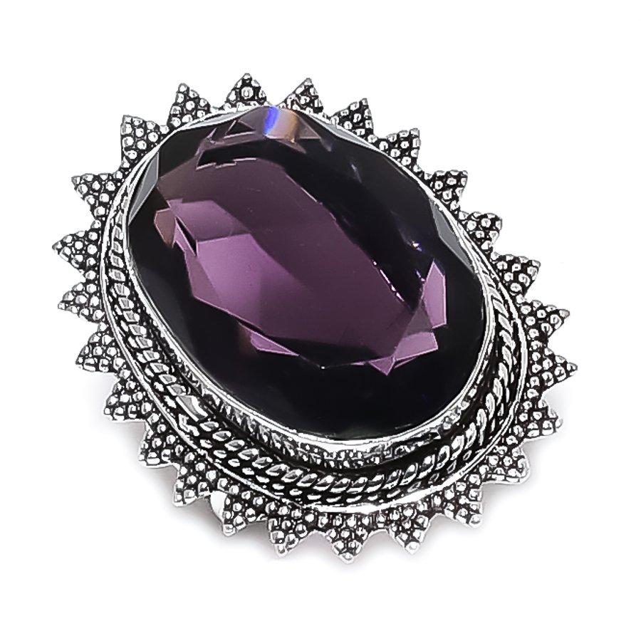 

Natural Amethyst Gemstone 925 Sterling Silver Jewelry Ring Size 8.5 J4Y20