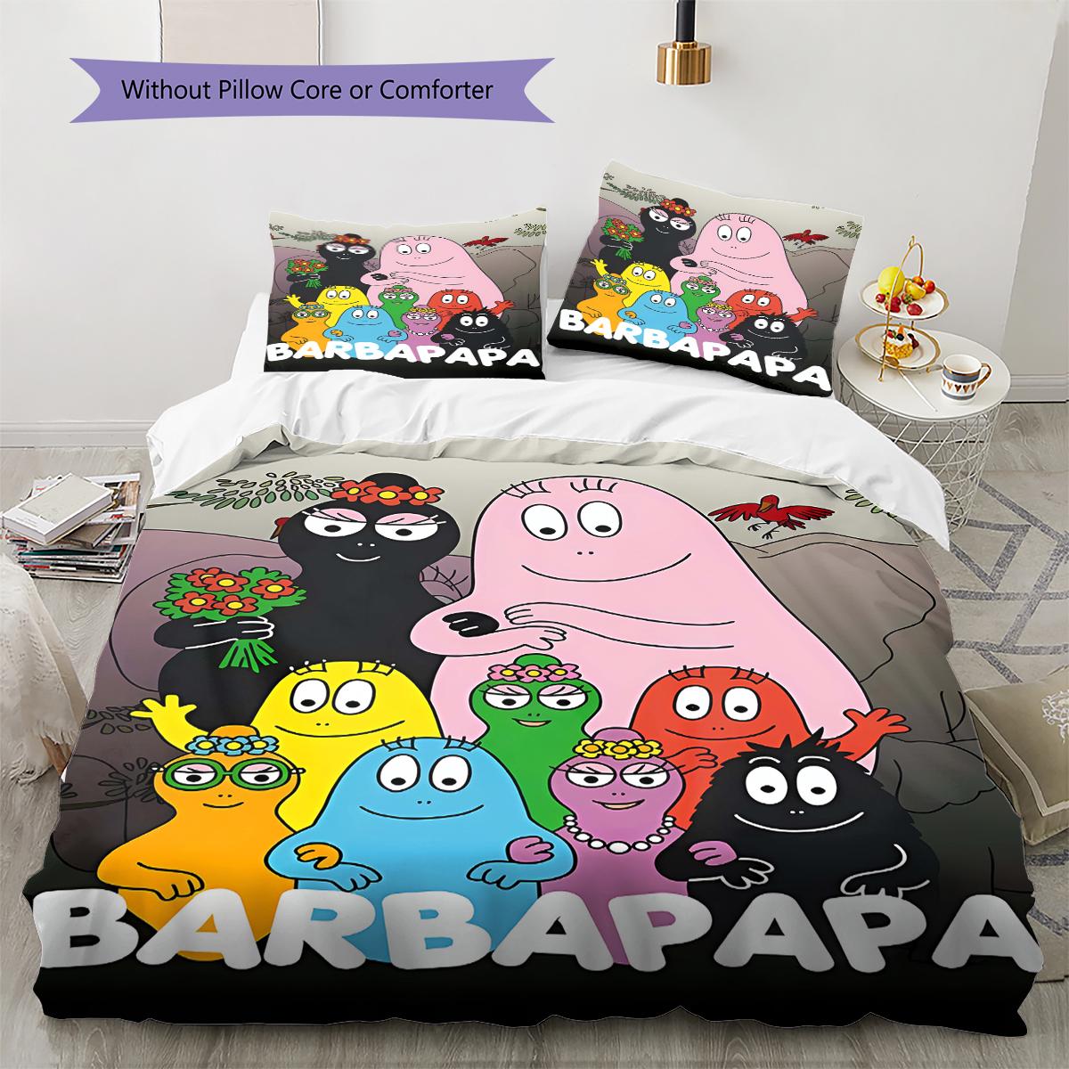 

Barbapapa Family Fight Pattern Bedding Quilt Set Quilt Cover Pillowcase Home Decoration Gift (1 * duvet cover + 3 * pillowcase, without core) 135x200cm