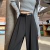2026 Spring/Summer Women's High-Waisted Slim Wide-Leg Floor-Length Pants