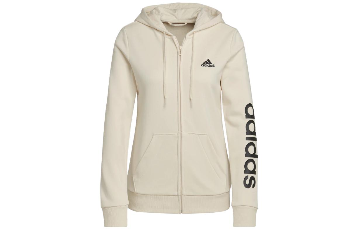 Adidas Sweatshirts Women s Ecru Hooded Moderate Cardigan HL2066 XS