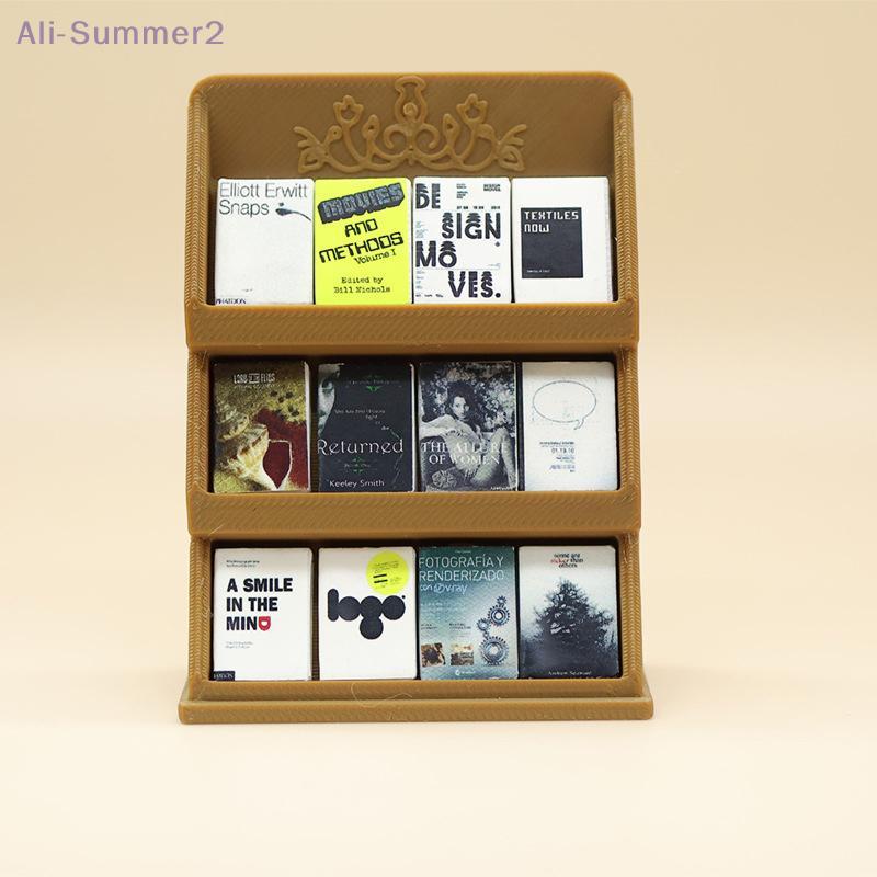 {Summer2} Doll House Book Shelves Display Model, 1/12 Miniature Study Furniture for Decorative Micro Scene.