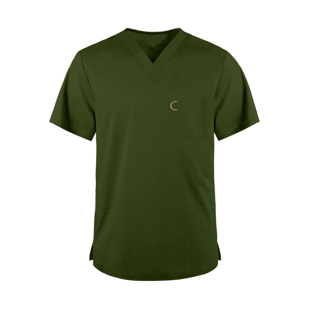 Men's Fashionable V-neck Short-sleeved Work Uniform, Color Top, Uniform