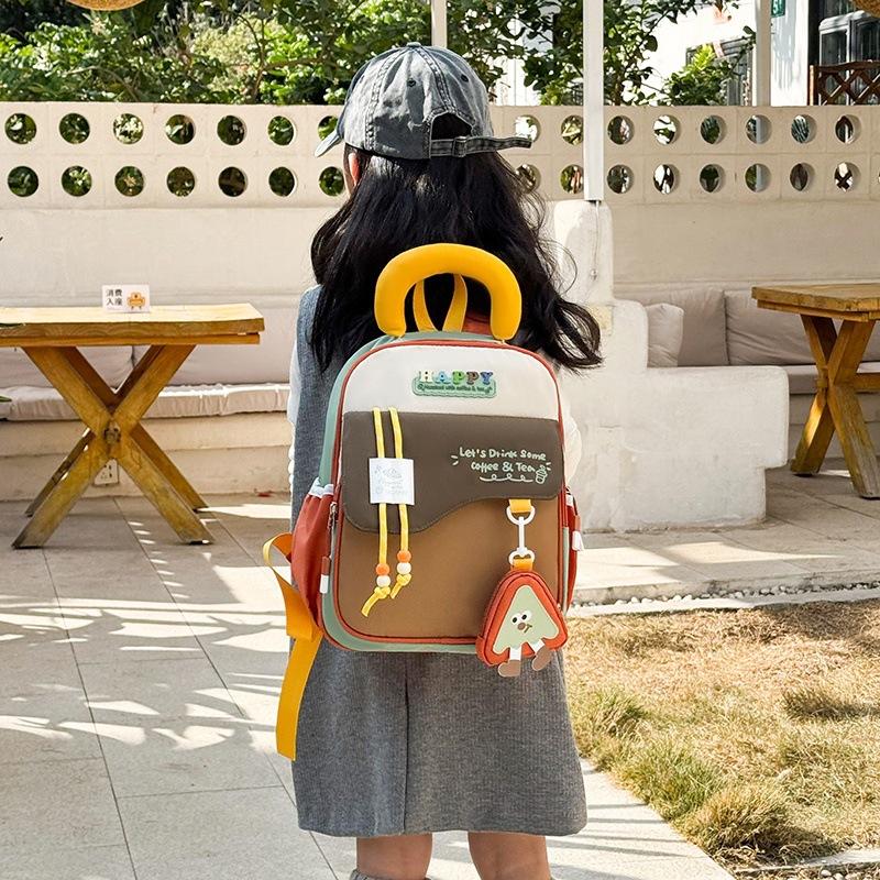 Schoolbag Backpack Kindergarten Contrast Color Cute Fun Lightweight Burden Reduction Children's Backpack Large Capacity School Bag Traveling