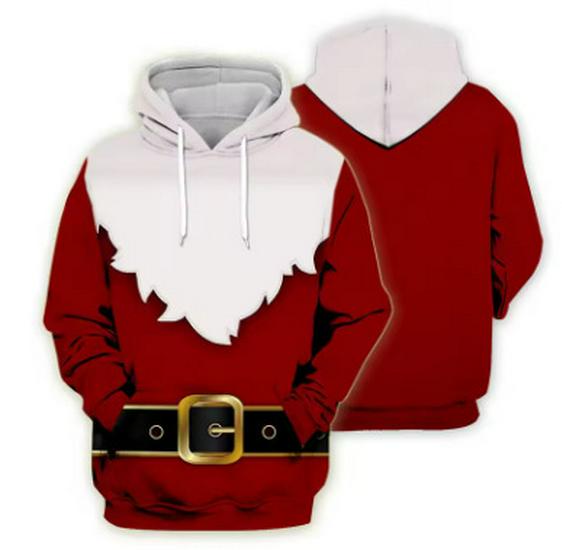 Couple Style 3D Print Santa Claus Festival Hoodie S
