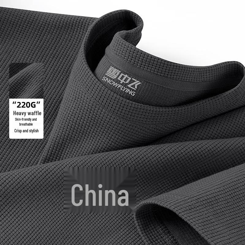 Xuezhongfei Men s Chinese Character Waffle Texture Heavyweight T-Shirt 4XL
