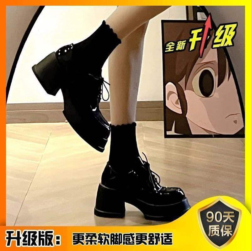 

Thick-soled velvet small leather shoes for women s British 2025 new heightened thick-heeled Mary Jane shoes, high-heeled loafers 40